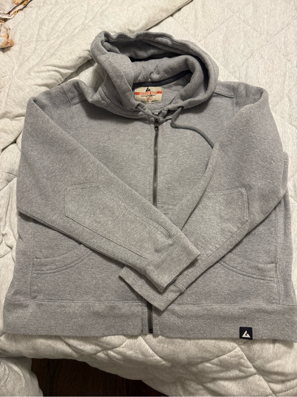 American Giant Gray Full-Zip, Relaxed Hooded Sweatshirt